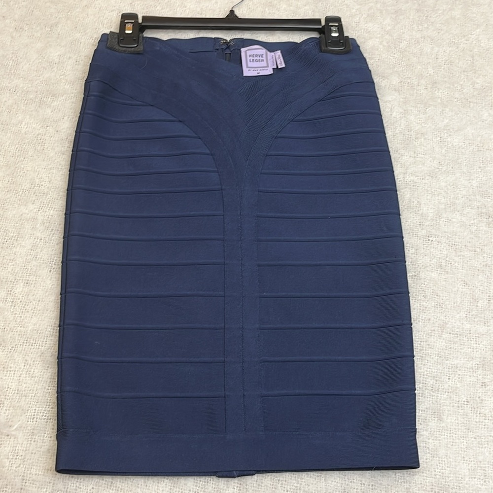 Herve Leger Navy Bandage Pencil Skirt